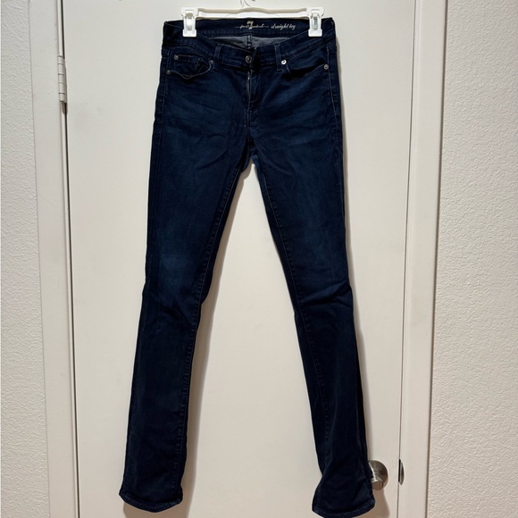 7 For All Mankind Deep Indigo Skinny Jeans Straight leg - Picture 1 of 9